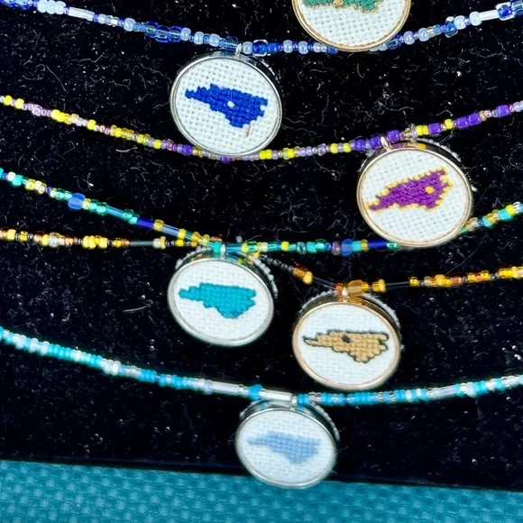 cross stitch pendant necklace